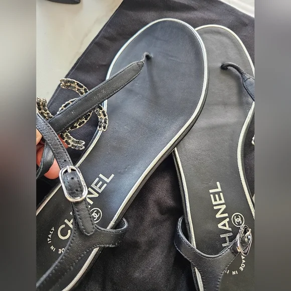 Chanel Interlocking CC Logo T-Strap Sandals - Picture 8 of 11